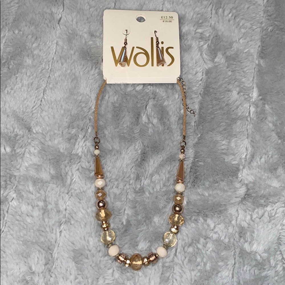 Beaded necklace and earrings
